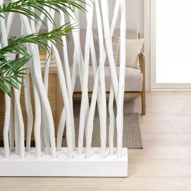 JONATHAN Y Tranquil kamerscherm met één paneel, 39W x 68H, kuststijl, bohemienstijl en handgemaakte teakhouten takken