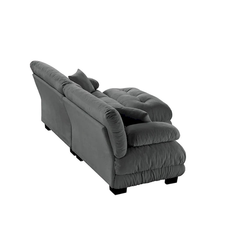 Ecksofa in L-Form, Chenille-Zweisitzer mit Lendenkissen