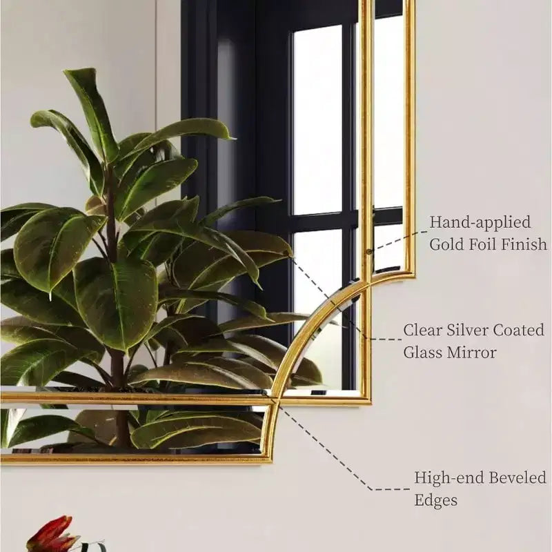 Specchio decorativo da parete dorato in stile classico, smussato e a figura intera, per arredare bagno, soggiorno, camera da letto e cucina