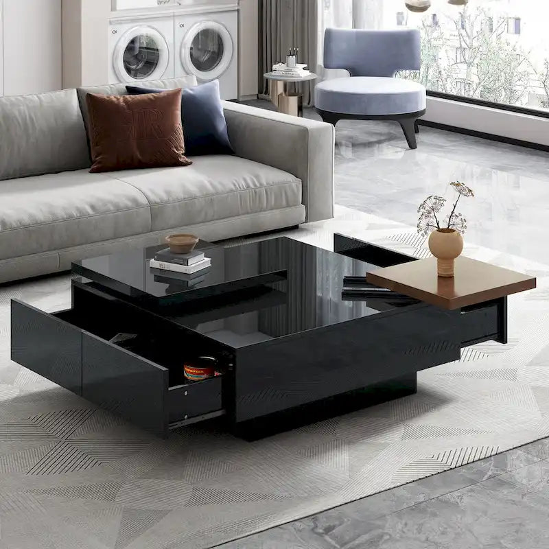 Tavolino da salotto quadrato moderno in legno