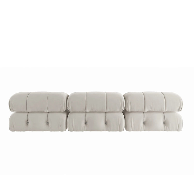 Modulares Samtsofa mit 3 Sitzplätzen, beidseitig montierbar