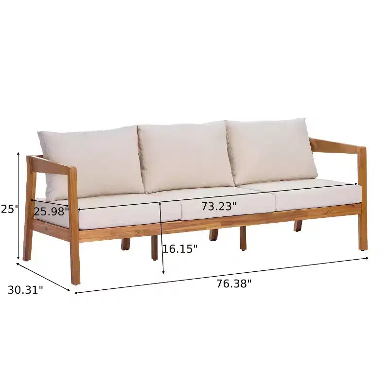Ensemble de salon de jardin 4/5 pièces en bois d’acacia ModernLuxe, salon d’extérieur avec table basse pour porche/jardin/balcon