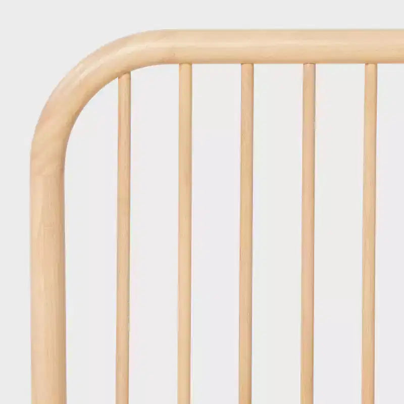 Einzelbett aus Naturholz mit Plattform, Kinderbettgestell aus Gummibaumholz