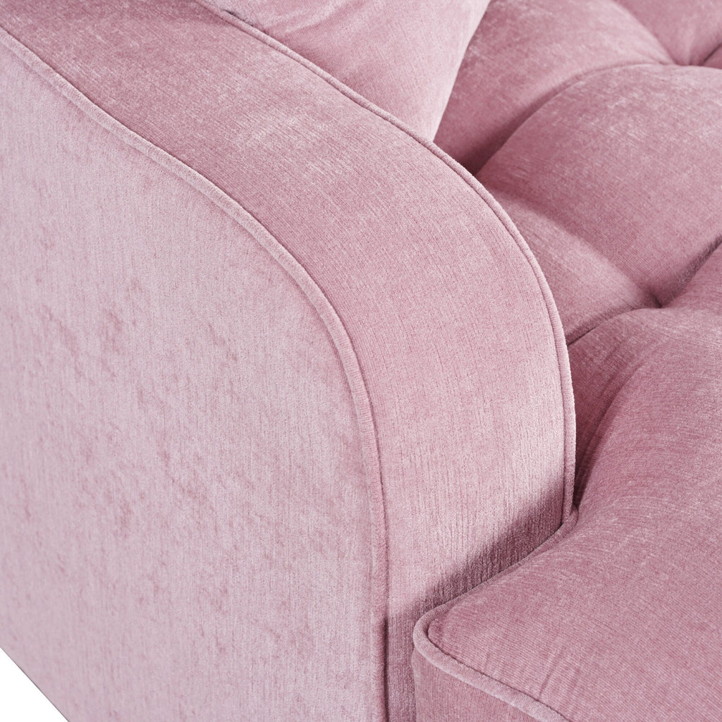 Chaiselongue-Schlafsofa aus Chenille, gepolstertes Sofa mit gesteppter Rückenlehne und 2 abnehmbaren Kissen für das Wohnzimmer