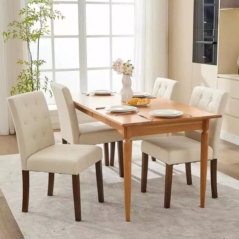 Esszimmerstühle im Parsons-Stil mit Knopfheftung, 6er- / 4er-Set - gepolsterte Küchenstühle aus Stoff mit Holzbeinen und gepolsterten Sitzflächen - Möbel für Wohnzimmer und Küche