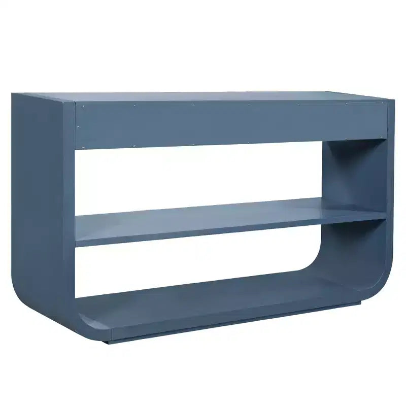 ModernLuxe gebogen sidetable, haltafel, bijzettafel naast de bank, displaystandaard en accenttafel met 3 softclose-lades en 2 open vakken