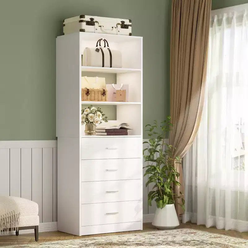 Schrank-Organisationssystem mit Holzschubladen und Regalen