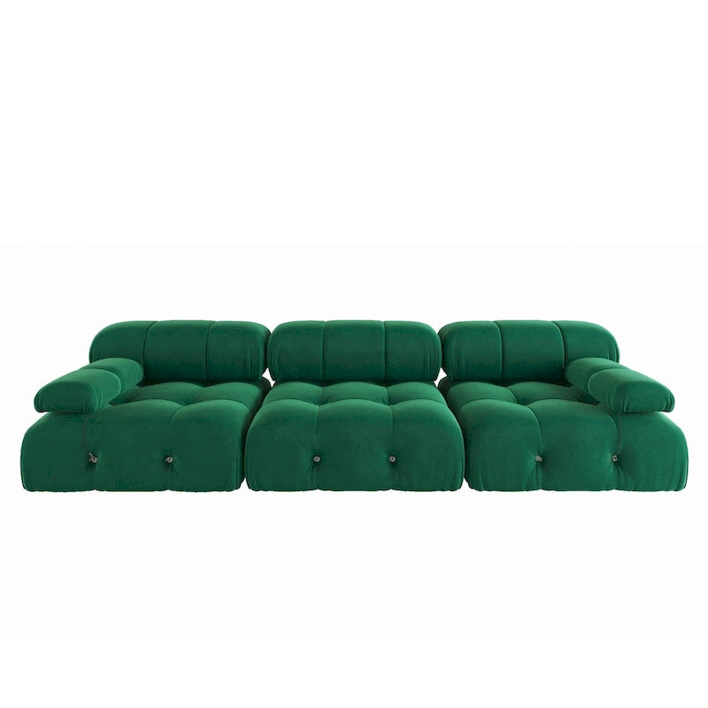 Modulares Samtsofa mit 3 Sitzplätzen, beidseitig montierbar