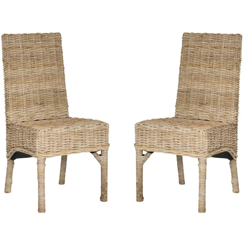 SAFAVIEH Karyl Esszimmerstuhl aus unbehandeltem Natur-Rattan (2er-Set) - 18.5 x 18.5 x 38.1 - 19Wx19Dx38H
