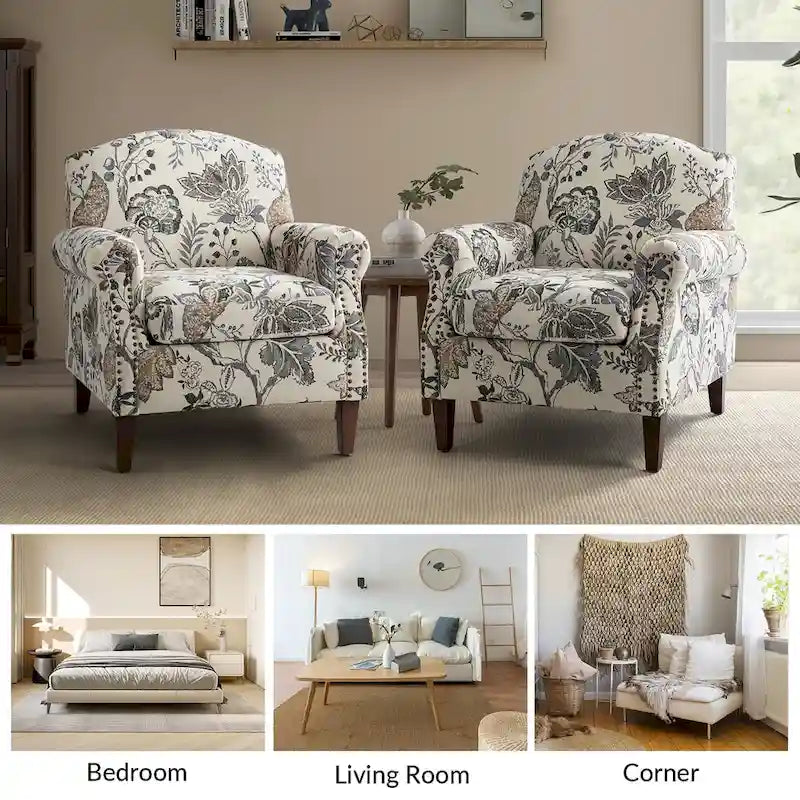 Giampiero fauteuil voor de woonkamer met siernagels, set van 2, van HULALA HOME