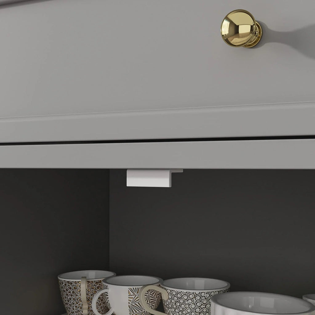 Buffet blanc à portes et tiroirs de 59.1, style moderne du milieu du siècle, laqué contemporain