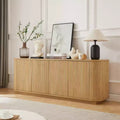 Buffet JVNOXK à grain de bois ondulé, rayures verticales, meuble TV, adapté à une chambre ou une entrée. Bois naturel, 64W  15D  24H