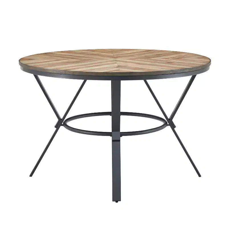 Set da pranzo da 5 pezzi con 4 sedie e tavolo rotondo/quadrato, nero+naturale/noce-ModernLuxe