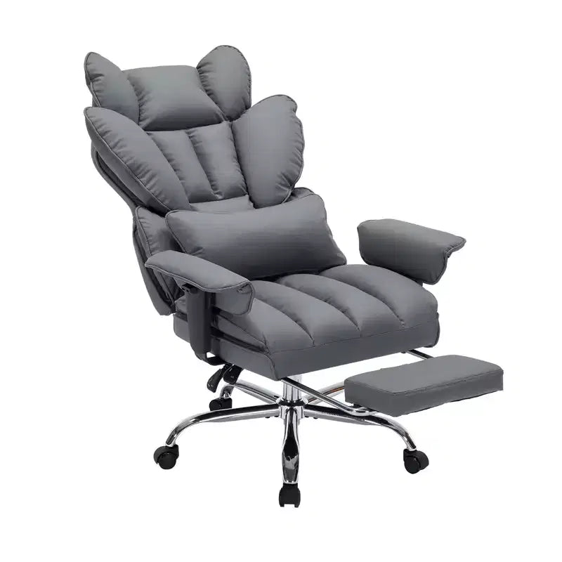Großer und hoher Bürostuhl mit Fußstütze, Gamingstuhl mit hoher Rückenlehne, gepolsterter Chefsessel aus Leder, ergonomischer Computer-Schreibtischstuhl mit Lendenstütze