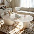 Minimalistische standaard witte ovale salontafel met 2 laden
