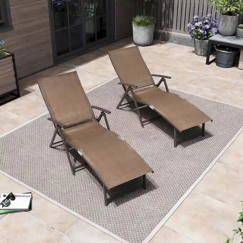 Pellebant 2er-Set verstellbare Gartenliegen aus Aluminium - N/A
