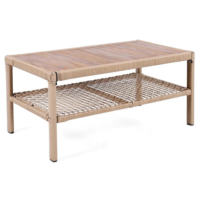 4-delige loungeset van rotan voor buiten met draaibare stoelen en salontafel