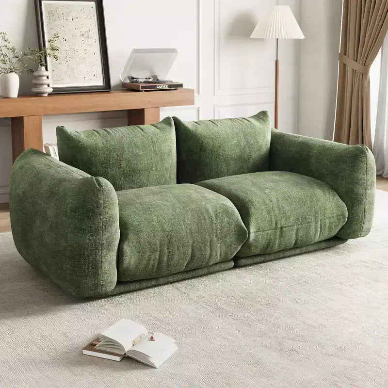 Sofa ohne Gestell - keine Montage erforderlich, 75.2 cm breites, weiches Chenille-Couchsofa mit 23.2 cm tiefer Sitzfläche für kleine Räume (Grün)