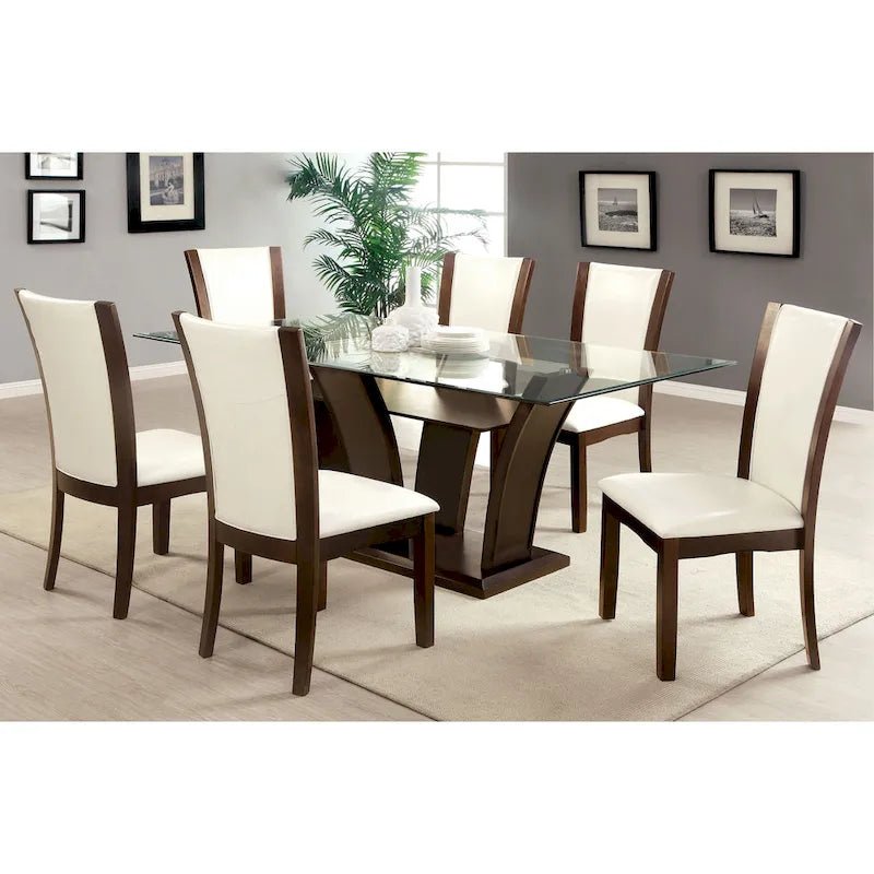Ensemble de salle à manger Bind contemporain de 7 pièces en bois massif avec étagères ouvertes, par Furniture of America