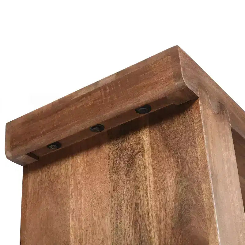 Consolle e tavolino da ingresso Whisen in legno di mango, stile rustico minimalista, con piano spesso
