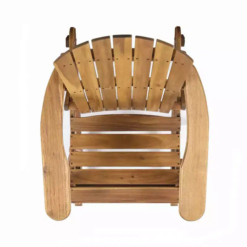 Okak rustikaler Adirondack-Schaukelstuhl aus hochwertigem Akazienholz, 1 Stück, gemütlicher Outdoor-Sessel für Veranda, Hinterhof und Garten, naturfarben
