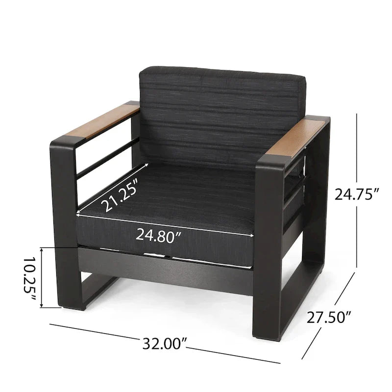 Giovanna Outdoor-Sitzgruppe aus Aluminium für 7 Personen mit Feuerstelle von Christopher Knight Home
