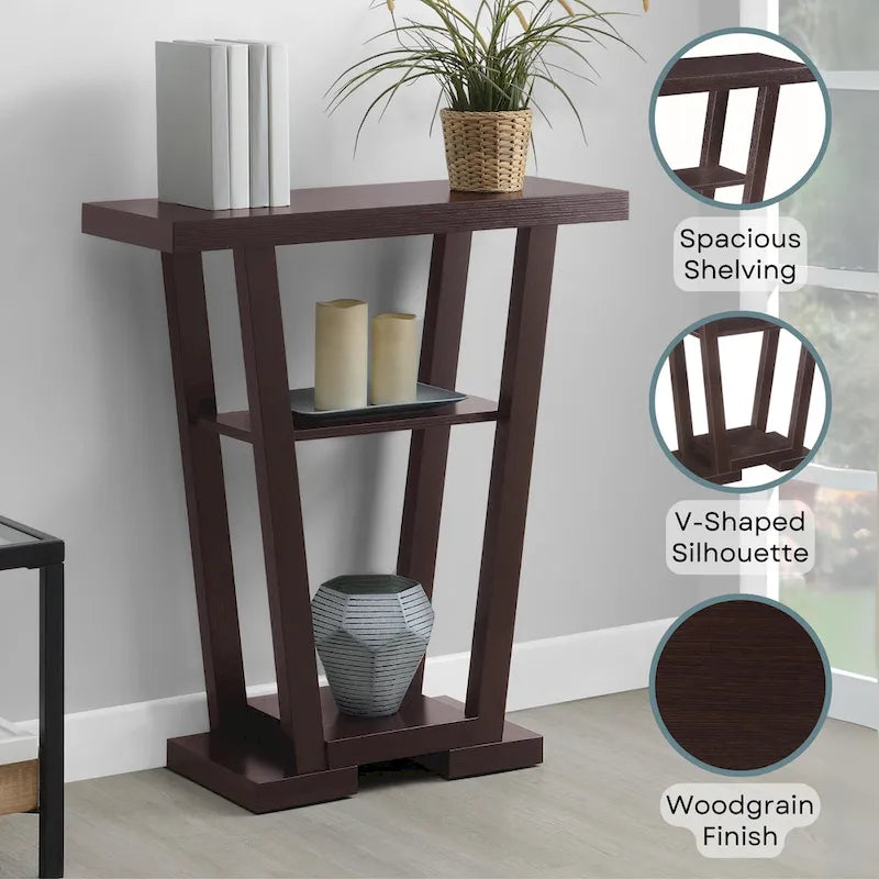 Newport V-consoletafel met planken van Convenience Concepts