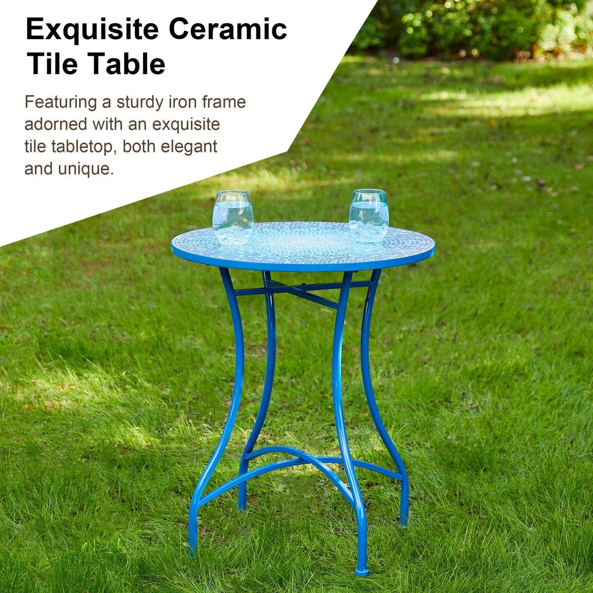 Glitzhome Outdoor Metal Folding Bistro Set 3PCS Patio Table Chairs