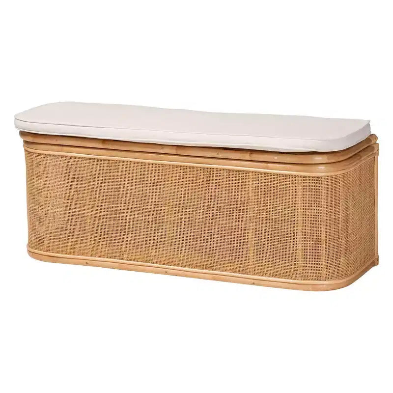 Panca contenitore in rattan naturale bali & pari Ishana Natural/White: imbottitura in poliestere, struttura in compensato, non richiede montaggio