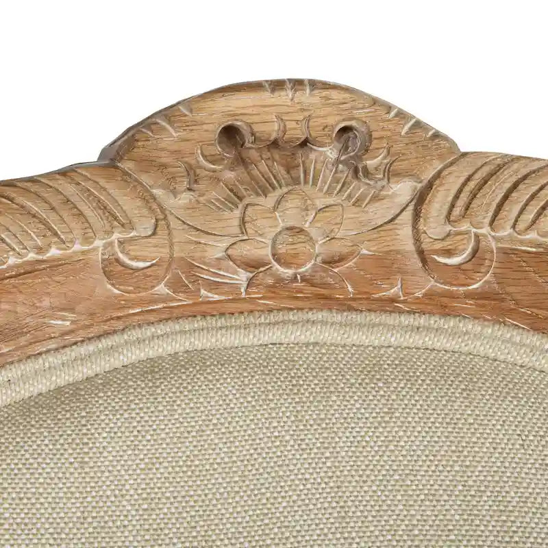 SAFAVIEH Couture Kali-vleugelstoel van eikenhout en natuurlijk linnen - 34Wx34Dx40H