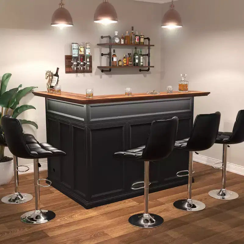 GDLF L-vormige barkast voor thuis met ruimte voor een koelkast, extra grote moderne bar voor de kelder