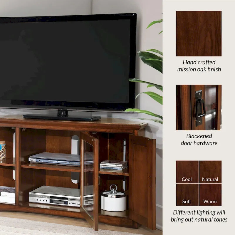 Leick Home Eck-TV-Ständer im Mission-Stil aus Massivholz