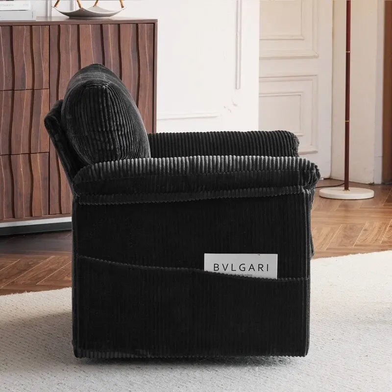Fauteuil pivotant une place en velours côtelé de 33 pouces