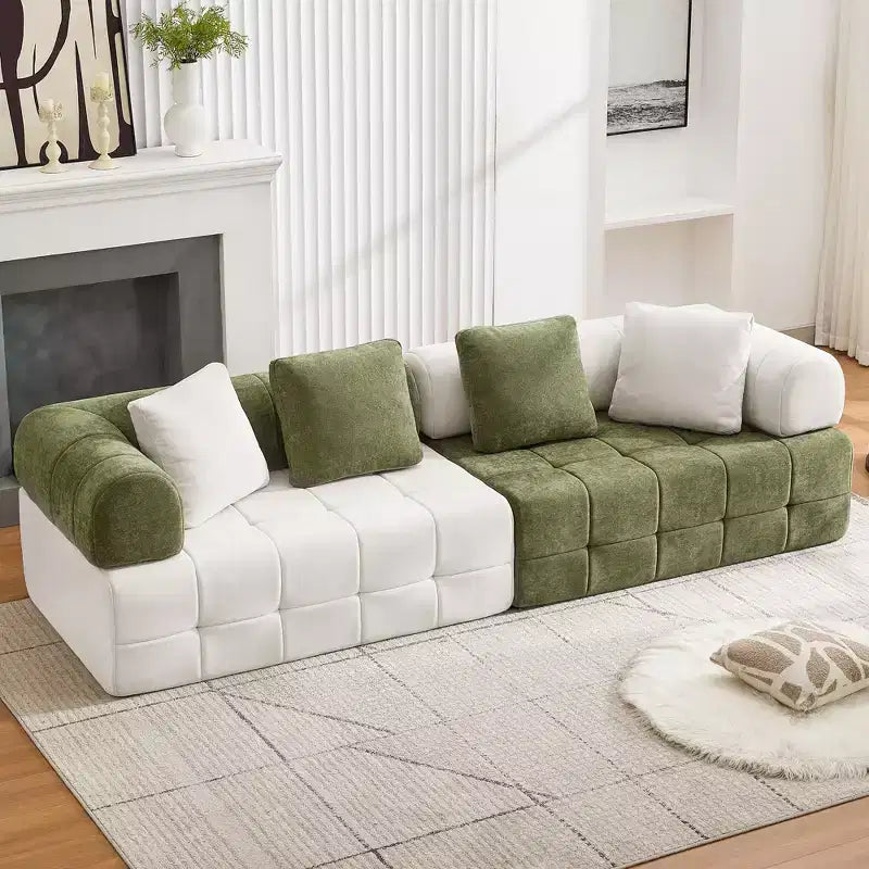 110.23 in. W modulares 4-Sitzer-Chenillesofa im Colorblock-Design mit geschwungenen Armlehnen