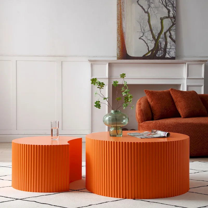 Moderne glamoureuze ronde nesting-bijzettafelset voor de woonkamer (set van 2), niet gemonteerd