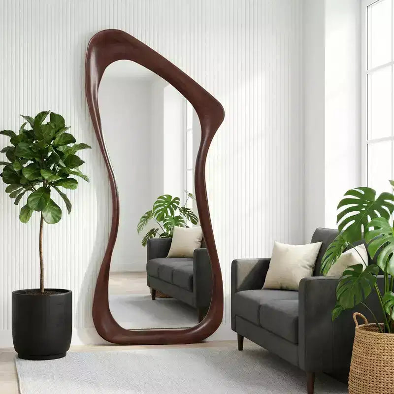 Dovelina asymmetrische passpiegel van 71H*31W, decoratieve staande spiegel, moderne badkamerspiegel voor woonkamer, eetkamer, hal en slaapkamer
