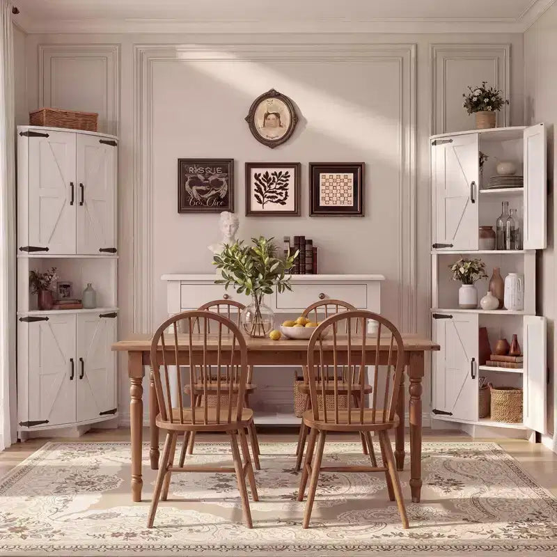 COZONY 65 Bauernhaus-Eckschrank mit Türen und verstellbaren Einlegeböden, hoher Eckschrank für Küche und Wohnzimmer