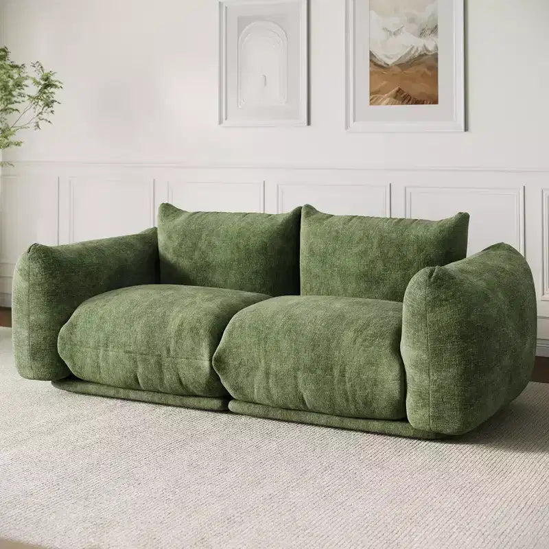 Sofa ohne Gestell - keine Montage erforderlich, 75.2 cm breites, weiches Chenille-Couchsofa mit 23.2 cm tiefer Sitzfläche für kleine Räume (Grün)
