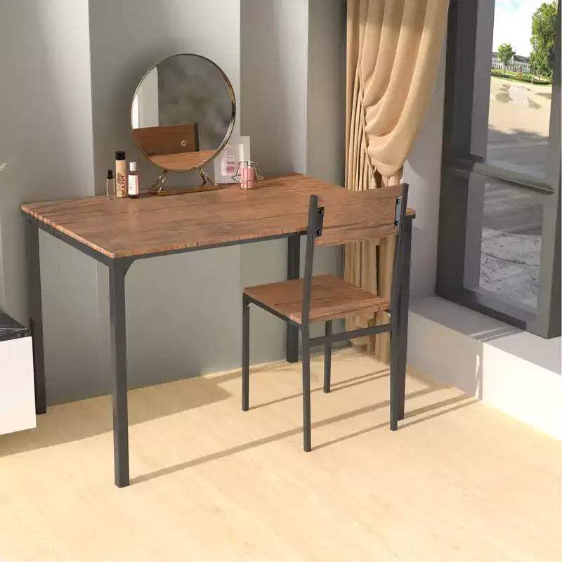 Costway eettafelset met 4 delen, rustieke tafel, 2 stoelen en bank met opbergrek