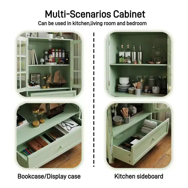 Aufbewahrungsschränke, holzerner Bodenschrank mit 1 Schublade und 2 Glastüren, Sideboard im Landhausstil mit Stauraum für das Wohnzimmer