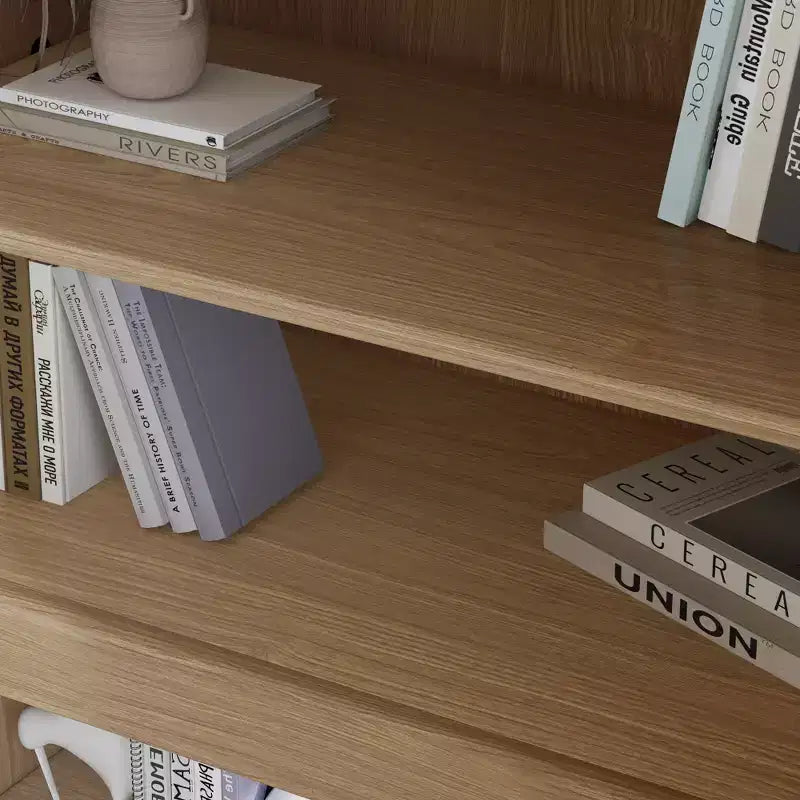 Armoire décorative de rangement noire de 62 de haut, avec portes tressées effet bois et 12 étagères