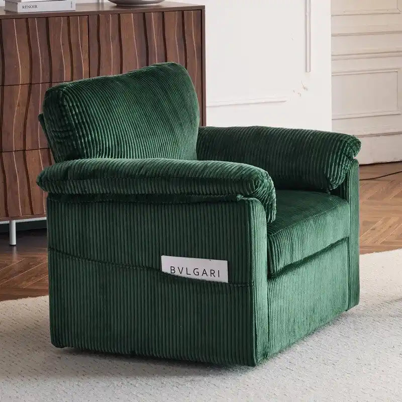 Fauteuil pivotant une place en velours côtelé de 33 pouces