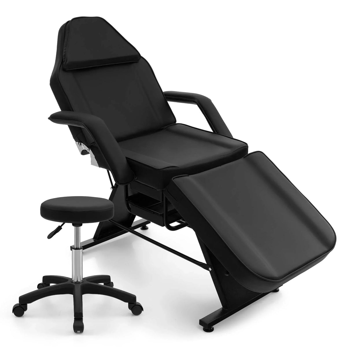 Costway Massageliege 72 mit hydraulischem Hocker, verstellbarer Rückenlehne &