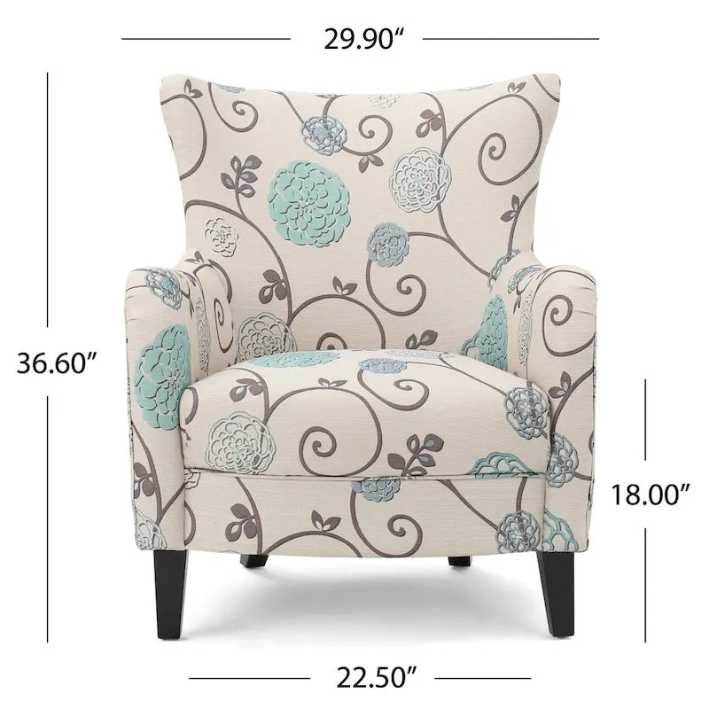 Moderne retro fauteuil met hoge rugleuning van 30.25 en houten poten voor de woonkamer