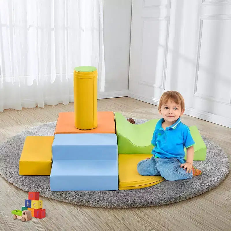 Set da gioco 6 in 1 per arrampicarsi e gattonare, per bambini piccoli, struttura per attività indoor, giochi per arrampicarsi e gattonare, attrezzatura da palestra, colorata, per maschi e femmine