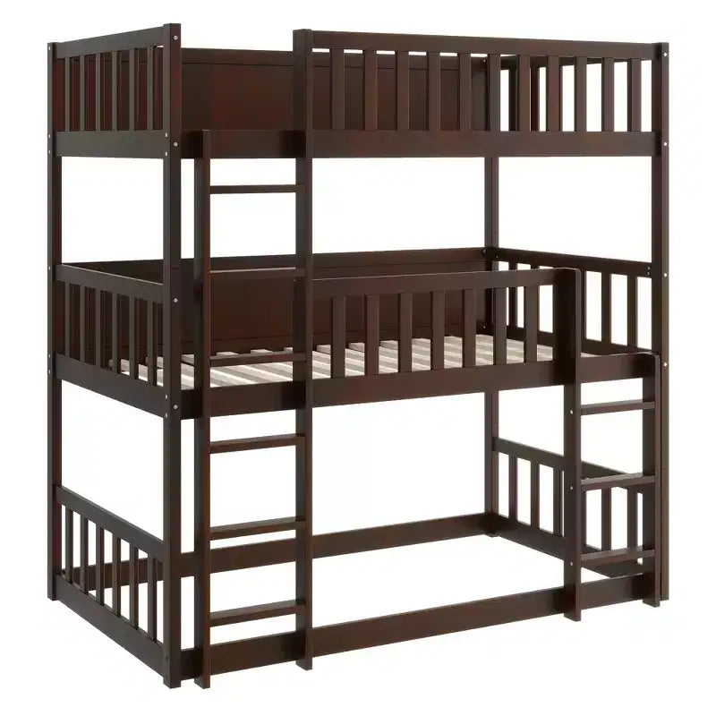 Letto a castello triplo per bambini, con tre letti singoli sovrapposti e separabili, scala e spondine, convertibile in 3 letti