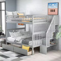 Stapelbed met twee tweepersoonsbedden, twee opberglades en opbergplanken, voor de slaapkamer van kinderen, tieners en volwassenen