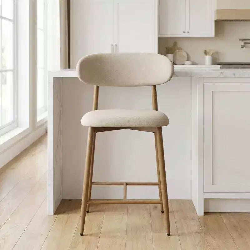 Barhocker in Thekenhöhe mit gepolsterter Sitzfläche und Metallbeinen, moderner Kücheninselstuhl, 26.3