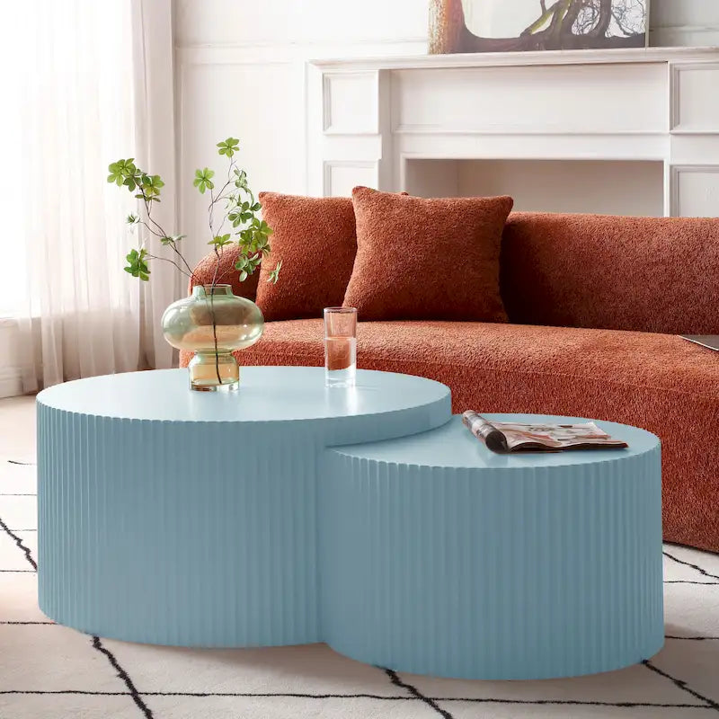 Moderne glamoureuze ronde nesting-bijzettafelset voor de woonkamer (set van 2), niet gemonteerd