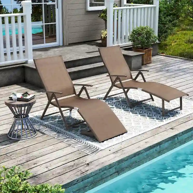 Pellebant 2er-Set verstellbare Gartenliegen aus Aluminium - N/A